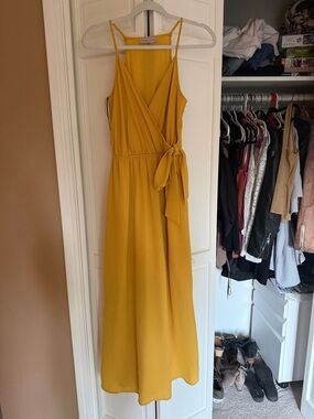 Mustard Wrap Maxi Dress with Tie Waist - Brand: ASTR THE LABEL